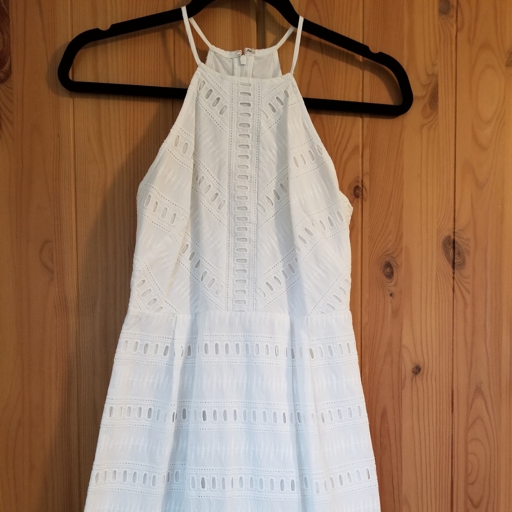 White eyelet mini dress